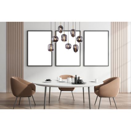 Globo - Lampadario a sospensione con filo 8xE14/40W/230V fumé