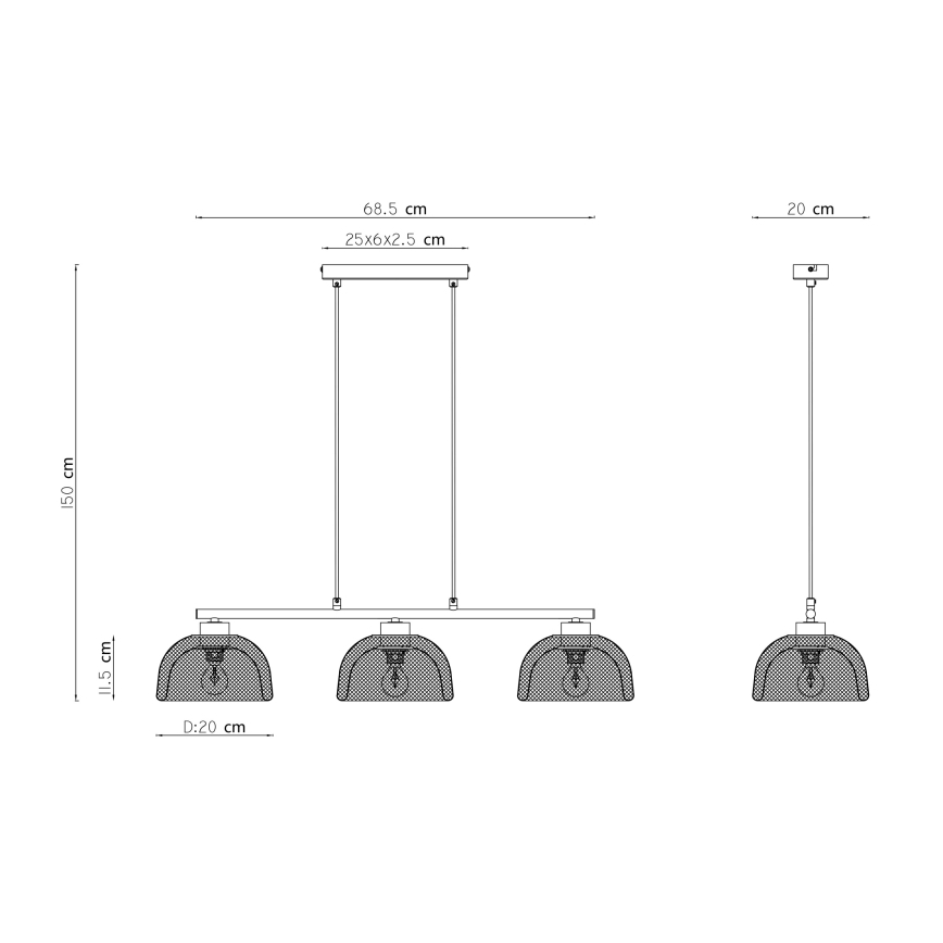 Globo - Lampadario a sospensione con filo 3xE14/40W/230V