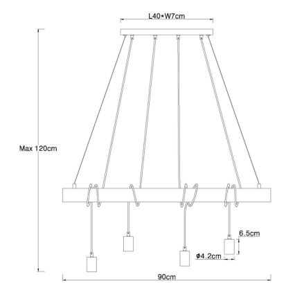 Globo - Suspension filaire 4xE27/60W/230V