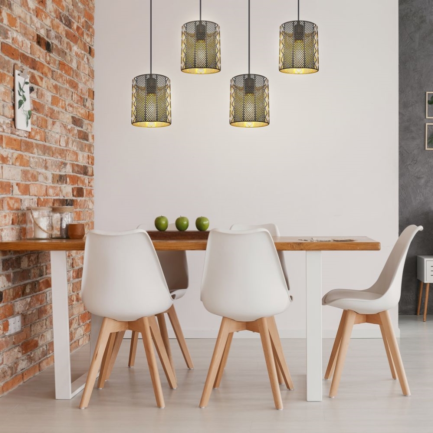 Globo - Lampadario a sospensione con filo 4xE27/60W/230V oro/nero