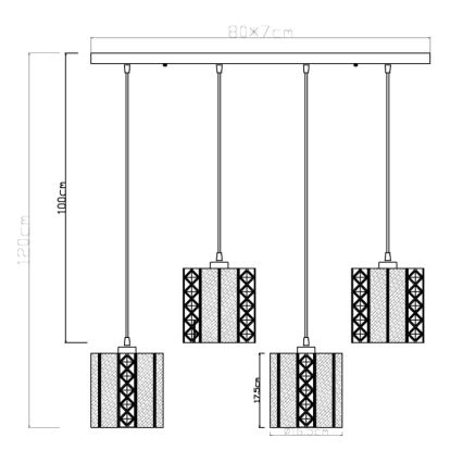 Globo - Lampadario a sospensione con filo 4xE27/60W/230V oro/nero