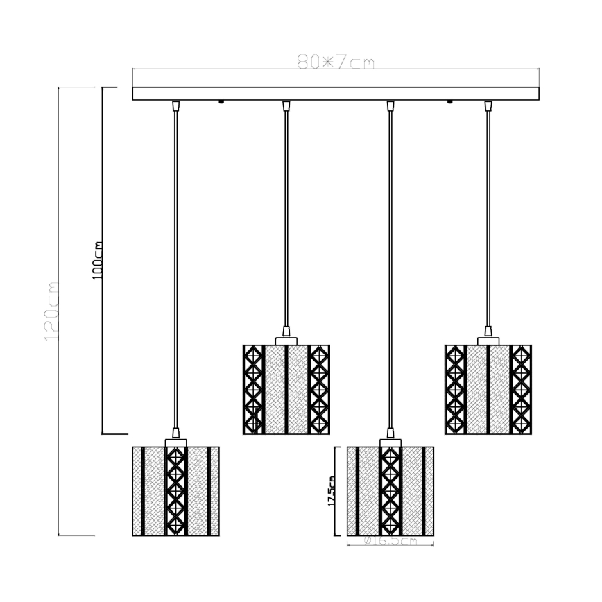 Globo - Lampadario a sospensione con filo 4xE27/60W/230V oro/nero