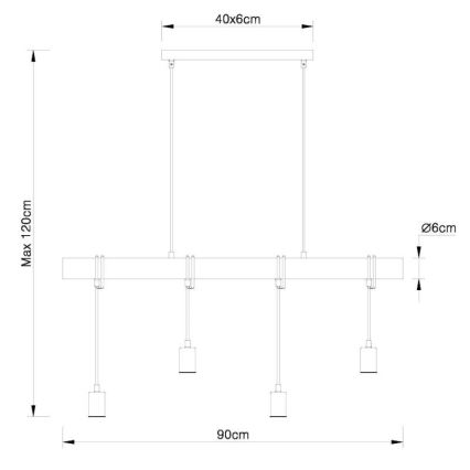 Globo 15459-4H - Lampadario a sospensione con filo LEO 4xE27/60W/230V
