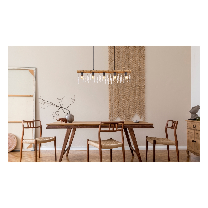 Globo 15532-5H - Lampada a sospensione con cavo KIRA 5xE14/40W/230V nero/marrone