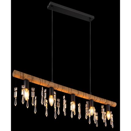 Globo 15532-5H - Lampada a sospensione con cavo KIRA 5xE14/40W/230V nero/marrone