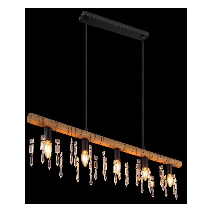 Globo 15532-5H - Lampada a sospensione con cavo KIRA 5xE14/40W/230V nero/marrone