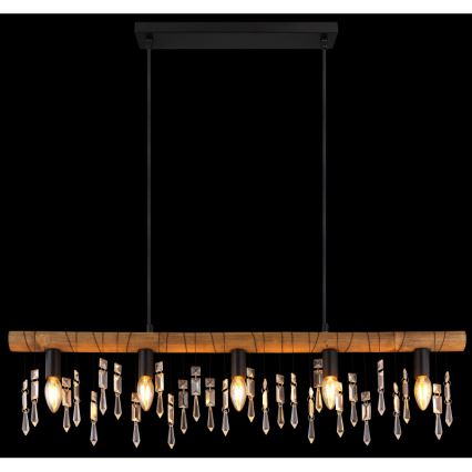 Globo 15532-5H - Lampada a sospensione con cavo KIRA 5xE14/40W/230V nero/marrone