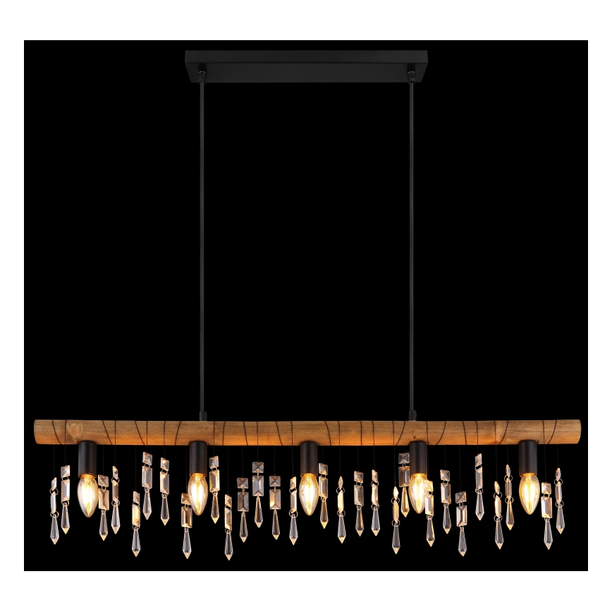 Globo 15532-5H - Lampada a sospensione con cavo KIRA 5xE14/40W/230V nero/marrone