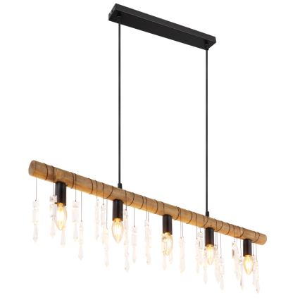 Globo 15532-5H - Lampada a sospensione con cavo KIRA 5xE14/40W/230V nero/marrone