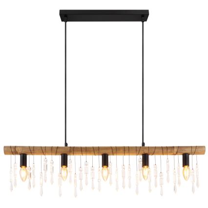 Globo 15532-5H - Lampada a sospensione con cavo KIRA 5xE14/40W/230V nero/marrone