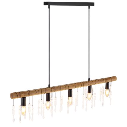 Globo 15532-5H - Lampada a sospensione con cavo KIRA 5xE14/40W/230V nero/marrone