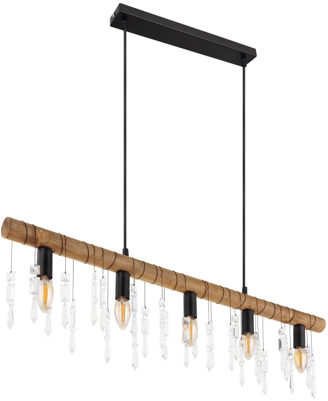 Globo 15532-5H - Suspension sur câble KIRA 5xE14/40W/230V noir/marron