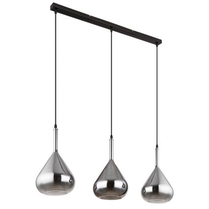 Globo - Lampadario a sospensione con filo 3xE27/60W/230V nero