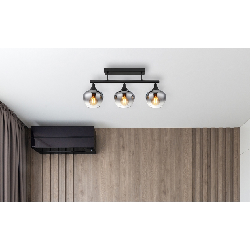 Globo - Lampadario a plafone 3xE27/40W/230V nero