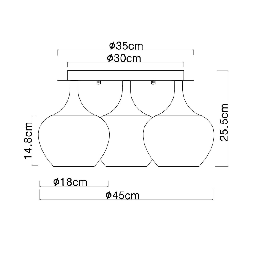 Globo - Anbauleuchte 3xE27/40W/230V d 45 cm kupfern