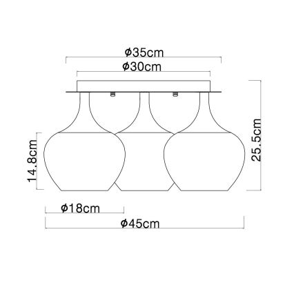 Globo - Lampadario a plafone 3xE27/40W/230V diametro 45 cm rame