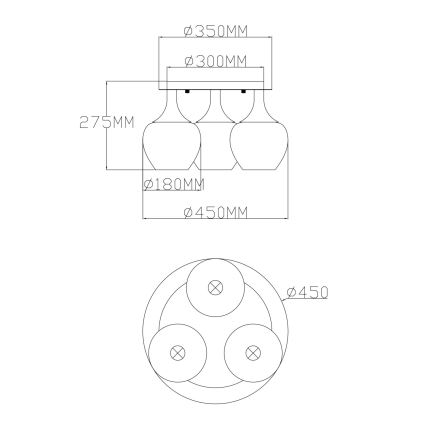 Globo - Lampadario a plafone 3xE27/40W/230V antracite