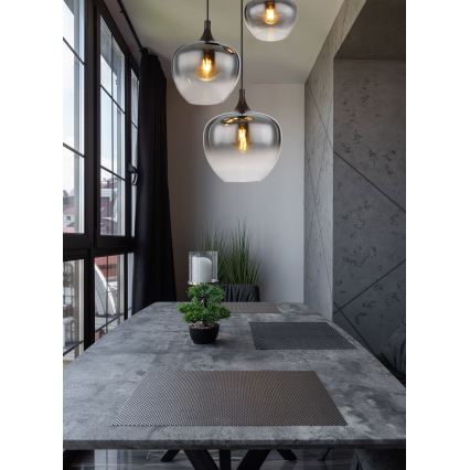 Globo - Lampadario a sospensione con filo 3xE27/40W/230V diametro 48 cm nero