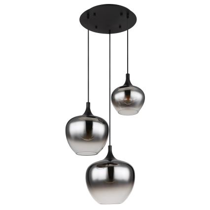 Globo - Lampadario a sospensione con filo 3xE27/40W/230V diametro 48 cm nero