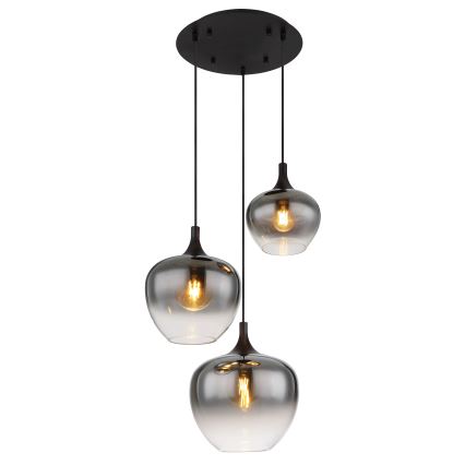 Globo - Lampadario a sospensione con filo 3xE27/40W/230V diametro 48 cm nero