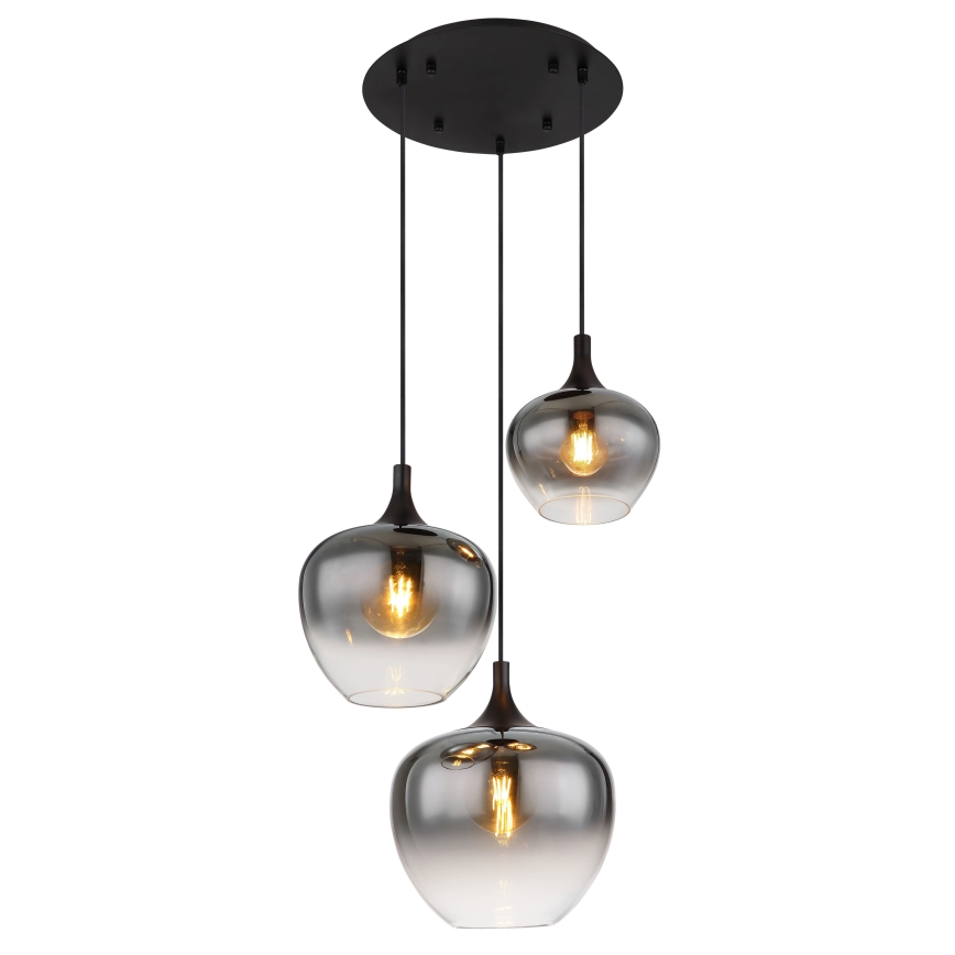Globo - Lampadario a sospensione con filo 3xE27/40W/230V diametro 48 cm nero