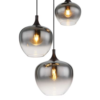 Globo - Lampadario a sospensione con filo 3xE27/40W/230V diametro 48 cm nero
