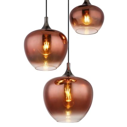 Globo - Lampadario a sospensione con filo 3xE27/40W/230V rame