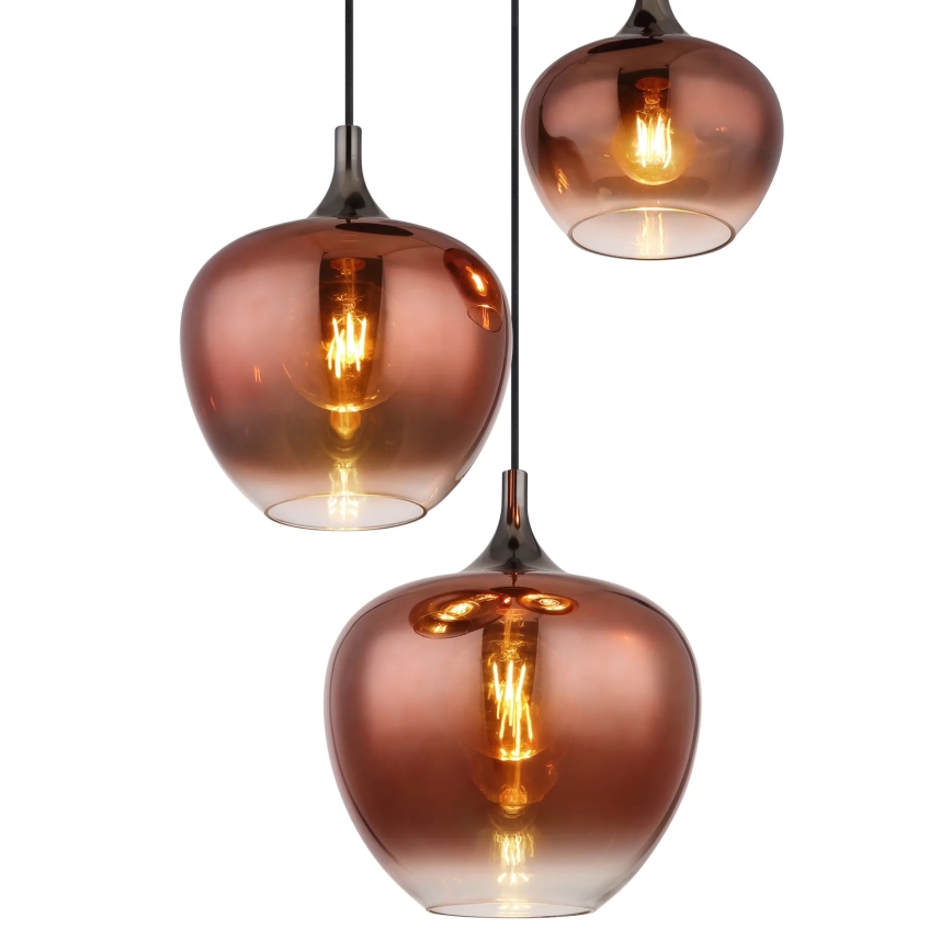 Globo - Lampadario a sospensione con filo 3xE27/40W/230V rame