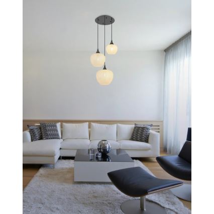 Globo - Lampadario a sospensione con filo 3xE27/40W/230V bianco/antracite