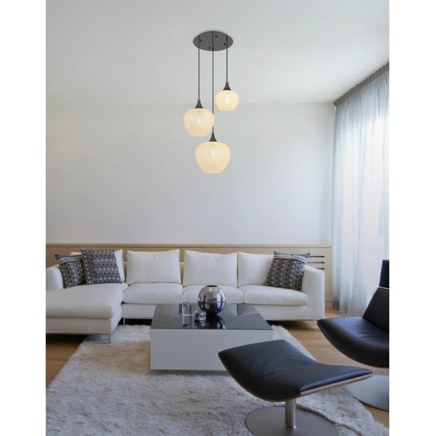 Globo - Lampadario a sospensione con filo 3xE27/40W/230V bianco/antracite