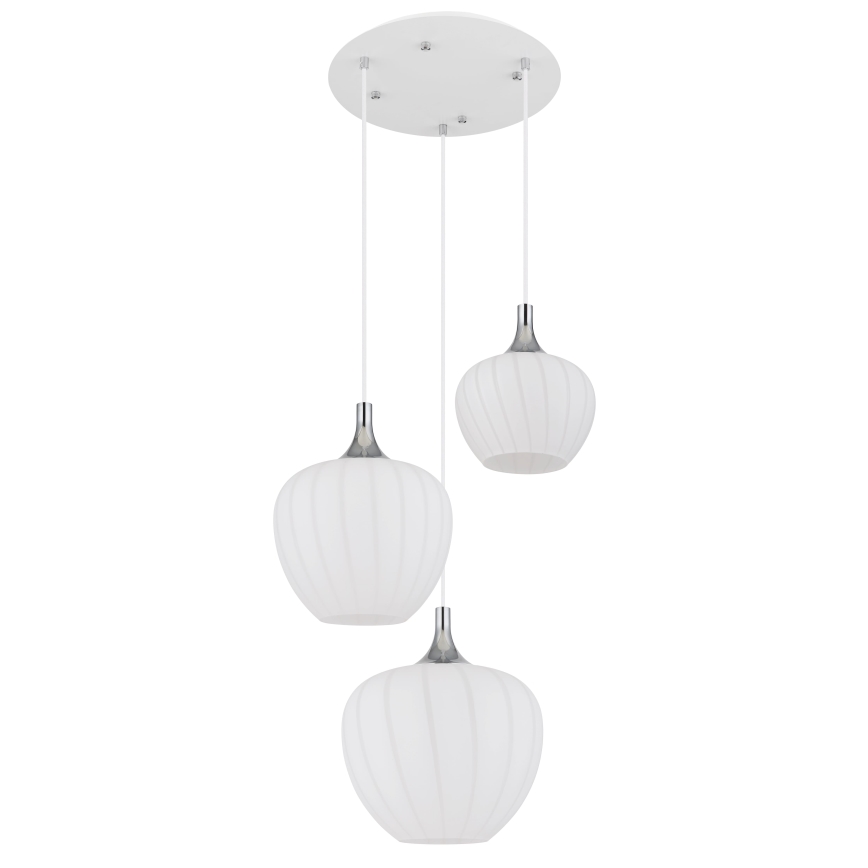 Globo - Lampadario a sospensione con filo 3xE27/40W/230V bianco