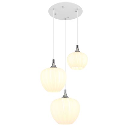 Globo - Lampadario a sospensione con filo 3xE27/40W/230V bianco