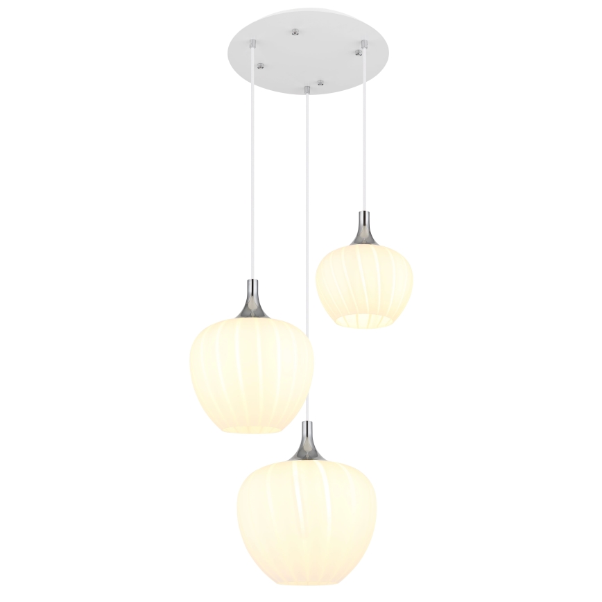 Globo - Lampadario a sospensione con filo 3xE27/40W/230V bianco