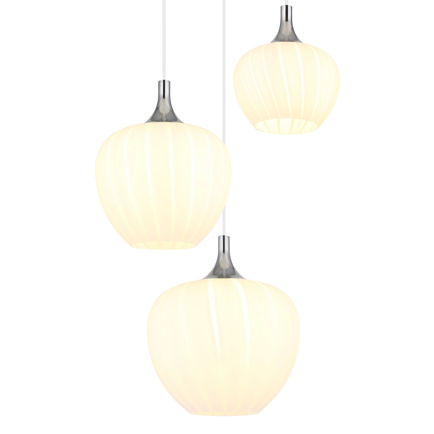 Globo - Lampadario a sospensione con filo 3xE27/40W/230V bianco