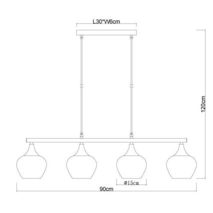 Globo - Suspension filaire 4xE27/40W/230V noir