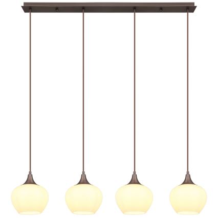 Globo - Hängeleuchte an Schnur 4xE27/40W/230V weiß/braun