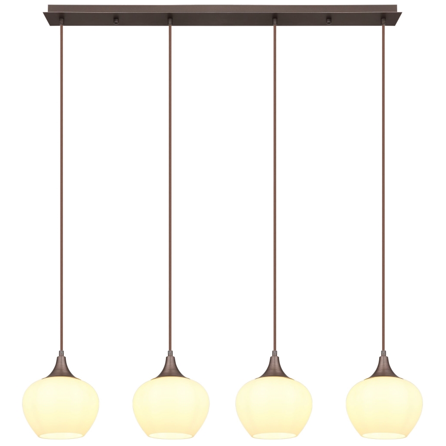 Globo - Hängeleuchte an Schnur 4xE27/40W/230V weiß/braun