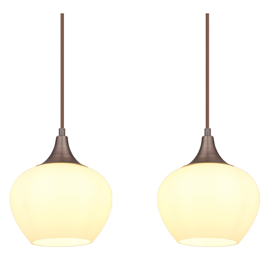 Globo - Hängeleuchte an Schnur 4xE27/40W/230V weiß/braun