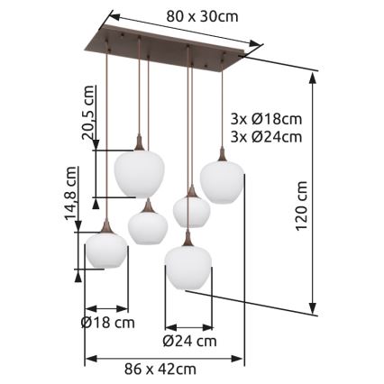 Globo - Hängeleuchte 6xE27/40W/230V weiß