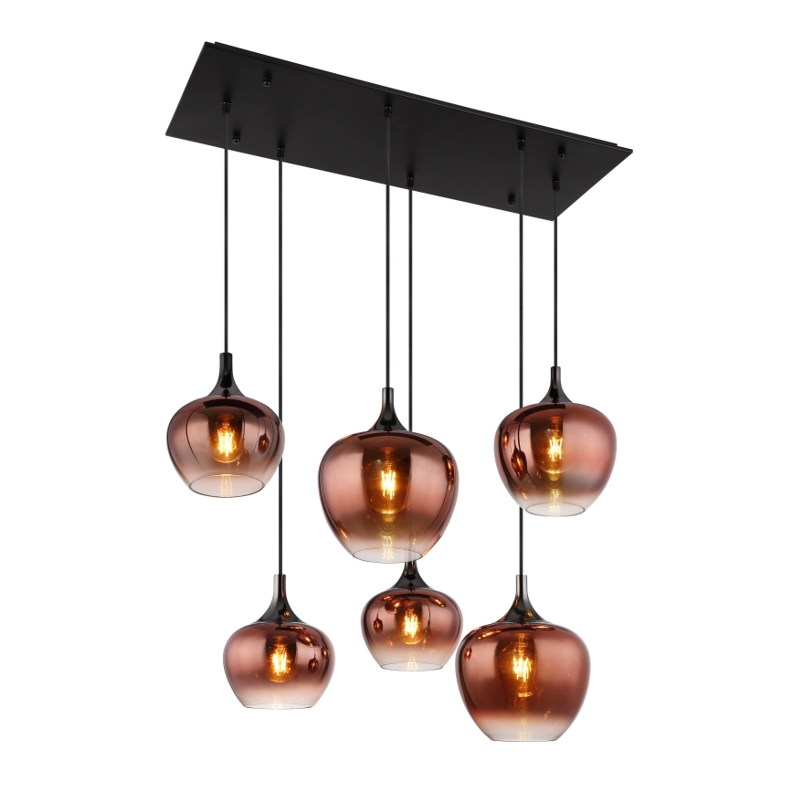 Globo - Suspension filaire 6xE27/40W/230V marron/fumé