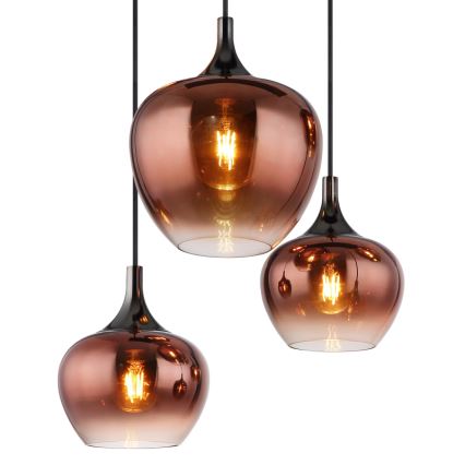 Globo - Suspension filaire 6xE27/40W/230V marron/fumé
