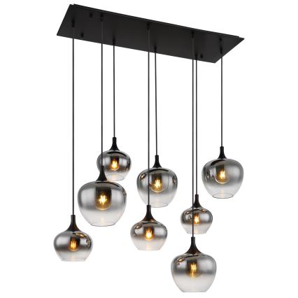 Globo - Kronleuchter mit Seilaufhängung 8xE27/40W/230V schwarz