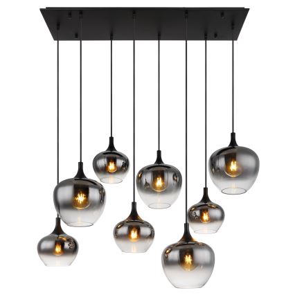 Globo - Kronleuchter mit Seilaufhängung 8xE27/40W/230V schwarz