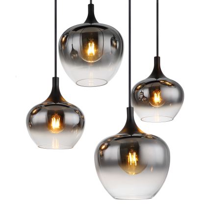 Globo - Kronleuchter mit Seilaufhängung 8xE27/40W/230V schwarz