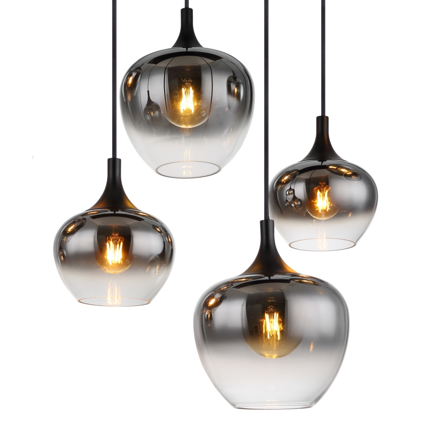 Globo - Kronleuchter mit Seilaufhängung 8xE27/40W/230V schwarz