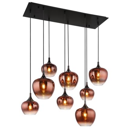 Globo - Lampadario a sospensione con cavo 8xE27/40W/230V finitura rame
