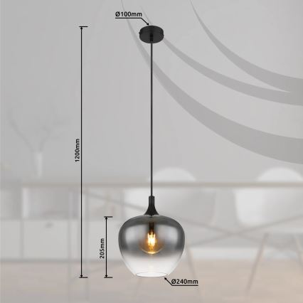 Globo - Lampadario a sospensione con filo 1xE27/40W/230V diametro 24 cm nero