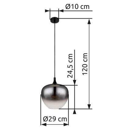 Globo - Lampadario a sospensione con filo 1xE27/60W/230V diametro 29 cm nero