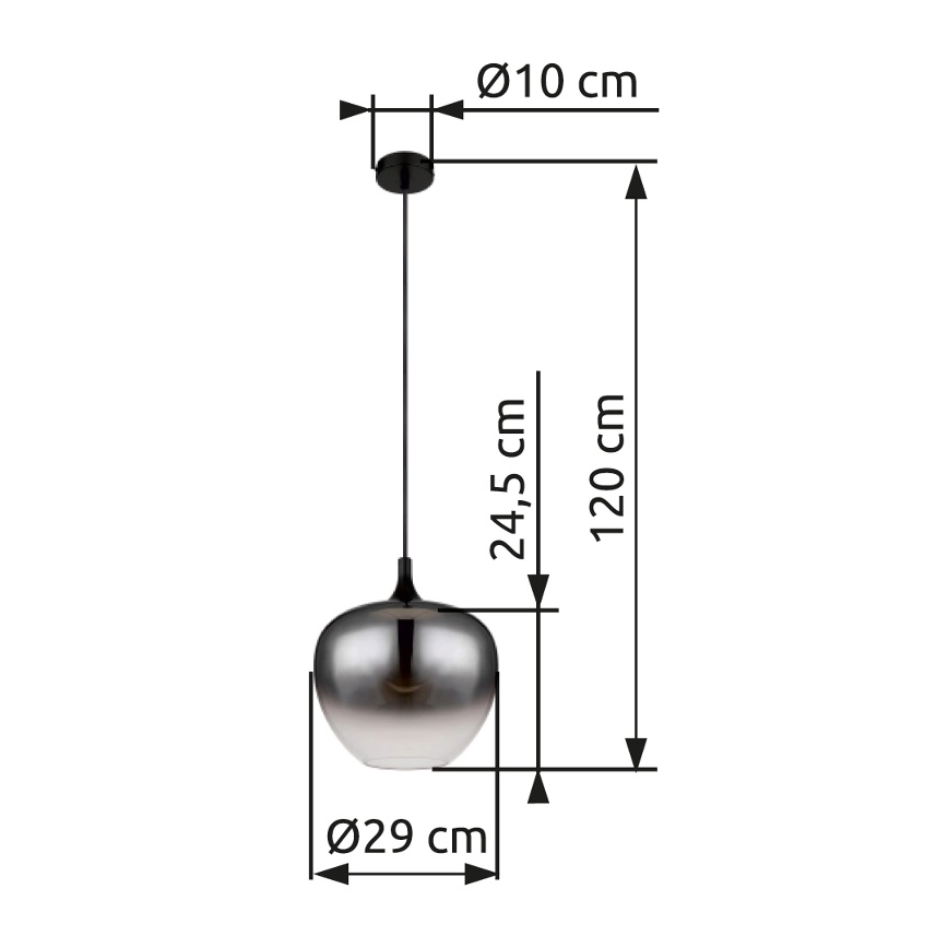 Globo - Lampadario a sospensione con filo 1xE27/60W/230V diametro 29 cm nero