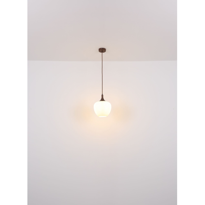 Globo - Lampadario a sospensione con filo 1xE27/60W/230V diametro 29 cm bianco/marrone